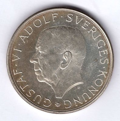 10 крон. Швеция. 1972 
Монета в честь 90-летия Густава VI Серебро.