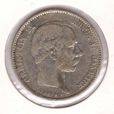 2 кроны Дания. 1876 
Серебро 800 
Кристиан IX