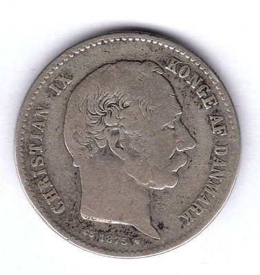 1 крона Дания. 1875 
Кристиан IX. Серебро 800