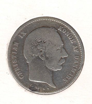 1 крона. 1876 
Кристиан IX. Серебро 800