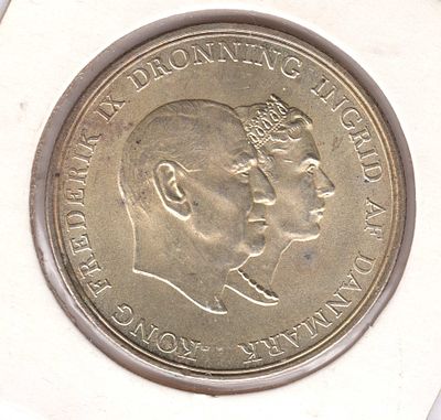 5 крон Дания. 1960 
Серебряная свадьба Фридерика IX