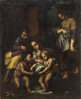 Неизвестный художник - Святое семейство. Западная Европа, XVIII-XIX вв. Холст, масло. 74 Х 60 см. 