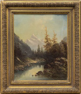 Кирниг А.(1840-1911) - Альпы. Западная Европа, кон. XIX в. Холст, масло. 68 Х 55 см. Подпись справа 