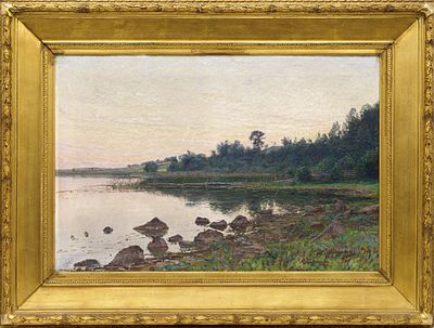 Johansson C. A. / Йоханссон К. А. (1863 - 1944) - Пейзаж с озером. Швеция, 1898 год. Холст, масло. 