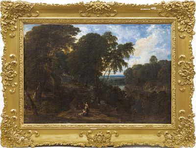 Неизвестный художник - Итальянский пейзаж. Западная Европа, кон. XVIII в. Холст, масло. 56 Х 82 см. 