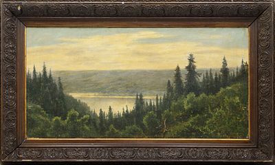 Неизвестный художник - Вид на реку. Россия, рубеж XIX-XX вв. Холст (дублирован), масло. 53 х 105 