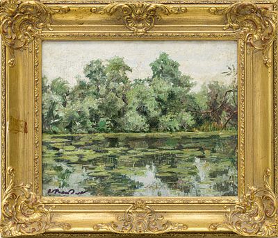 Ромадин Н.М.(1903–1987 гг.) - Пруд. СССР, 1940 год. Картон, масло. 24 Х 30 см. Подпись слева внизу. 