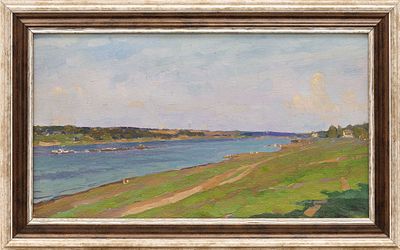 Кузнецов А. М.(1895-1963) - У Плеса. СССР, 1939 год. Холст на картоне, масло. 23 Х 40 см. В раме 