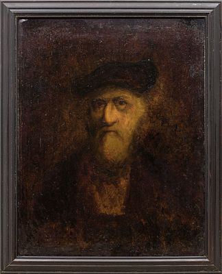 Исакова Р. Н.(1944 г.р.) - Копия с &laquo;Портрета ростовщика&raquo; Рембрандта. СССР, 1975 год. Картон, масло. 