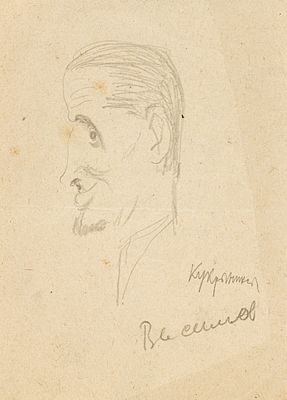 Кукрыниксы - Портрет неизвестного. СССР. 1950-1960-е гг. Бумага, карандаш. 20 Х 14 см. Подпись 