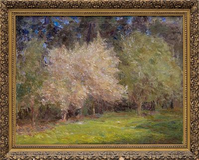 Юмашев А. Б.(1902 г.р.) - Кусты сирени. СССР, 1960-е годы. Холст, масло. 71 Х 89 см. В раме. Юмашев 