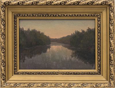 Юмашев А. Б.(1902 г.р.) - Река Истра при впадении в Москву-реку. СССР, 1950-1960-е годы. Холст на 