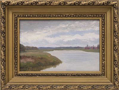 Юмашев А. Б.(1902 г.р.) - Москва-река. Этюд. СССР, 1960-е годы. Холст на картоне, масло. 15 Х 22 