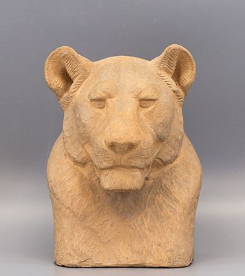 Ватагин В.А. (1884-1969) - Скульптура &laquo;Голова львицы&raquo;. Керамика, лепка, обжиг. Марки отсутствуют. 