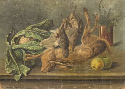 Натюрморт с дичью. Byron (по подписи) 
Западная Европа, конец ХIХ века. Холст (без подрамника) 