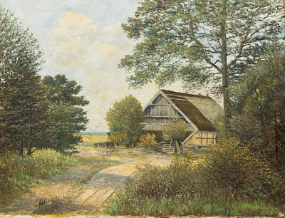 Деревенский пейзаж. Западная Европа, ХХ век. Холст (без подрамника), масло. 65 Х 80 см. Требует 