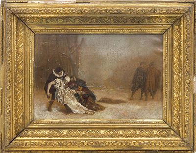 Неизвестный художник - Копия с картины Ж.-Л. Жерома &laquo;Дуэль после маскарада&raquo;. Нач. ХХ века. Доска 