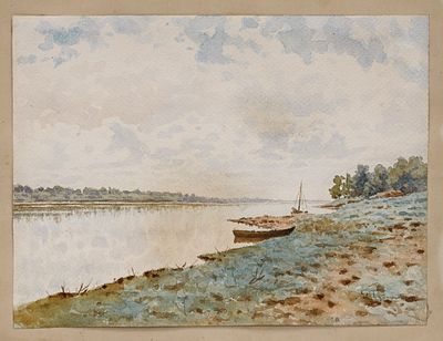 Буйницкий Р. И.(кон. XIX–I-я половина XX) - Озеро. Россия, нач. ХХ века. Бумага, акварель. 25 Х 33 