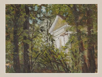 Безикович Б.Н.(1917 -1978 гг.) - В парке. СССР, 1940-е годы. Картон, масло. 15 Х 19 см. Паспарту. 