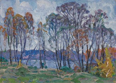 Котов В.И.(1927–1994 гг.) - Пейзаж с рекой. СССР, 1970-е годы. Картон, масло. 50 Х 70 см. Небольшие 