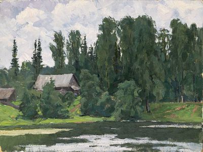 Пыриков Б.В.(1925–1987 гг) - Перед дождем. СССР, 1960-1970-е годы. Картон, масло. 38 Х 50,5 см. 