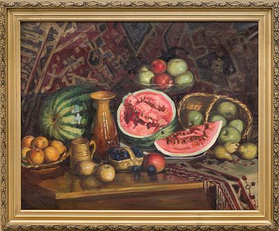 Лоч С. Ф.(1915-1976) - Арбузы. СССР, сер. ХХ века. Холст, масло. 80 Х 100 см. В раме Лоч Станислав 