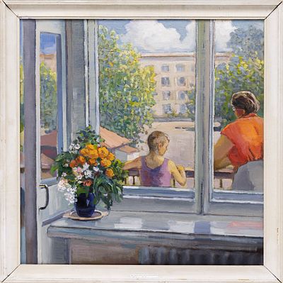 Прибытков Г.И.(1933 - 2013) - Весенний день. В новом микрорайоне. СССР, 1980-е годы. Холст, масло. 