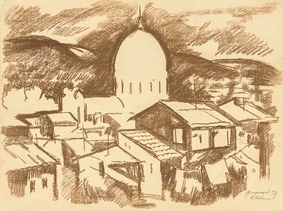 Кабанов В.П.(1924 - 2007 гг) - Флоренция. СССР, 1978 г. Картон, пастель. 36 Х 48 см. Подпись и дата 