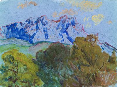 Кабанов В.П.(1924 - 2007 гг) - Осень. В горах. СССР, 1970-е годы. Бумага, смеш. техника. 38 Х 49,5 