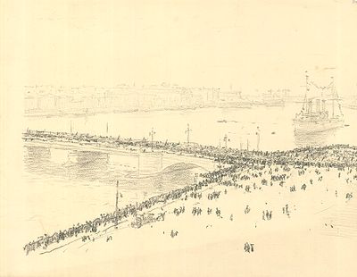 Ванеев П.И.(1911-1995 гг) - 7 ноября в Ленинграде. СССР, 1960-е годы. Бумага, литография. 33 Х 45 