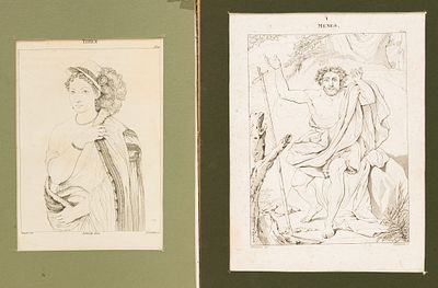 Сет их пяти литографий с репродукциями произведений искусства. Бумага, литография. Типовой 