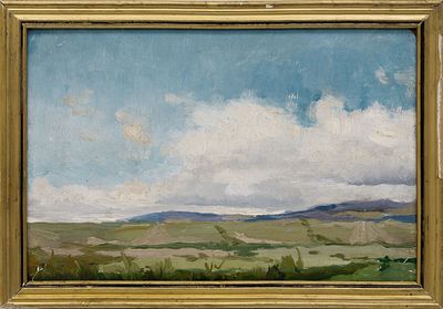 Охлупин А. П.(1926 – 1993) - Весна в предгорьях Алтая. СССР, 1952 год. Картон, масло. 21 Х 33 см. 