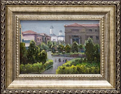 Прибытков Г.И.(1933 - 2013) - Городской пейзаж. СССР, 1960-е годы. Картон, масло. 10 Х 13 см. В 