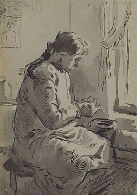 Зыков А.И.(1930-2008 гг) - Пять зарисовок. СССР, 1950-е годы. Бумага, акварель, тушь. Типовой 