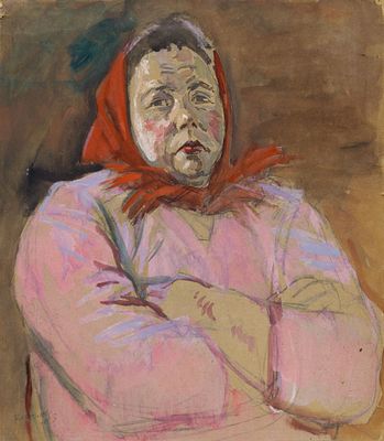 Колесников В. В.(1921-1977) - Баба. СССР, 1955 год. картон, смеш. тех. 60 х 53 см Колесников 