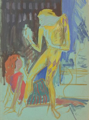 Тевосян Г.Т.(1932 г.р.) - Театральный эскиз. СССР, 1980-е годы. Картон, масло. 49 Х 35,5 см. 