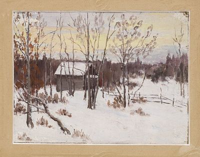 Каринская А. Н.(1871–1931) - Зимний пейзаж. Россия, перв. треть ХХ века. Холст без подрамника 