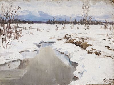 Каринская А. Н.(1871–1931) - Ранняя весна. Россия, перв. треть ХХ века. Холст на картоне, масло. 25 