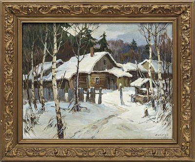 Зимний пейзаж. Девятов (по подписи) 
Россия, 1995 год. Холст, масло. 50 Х 62 см. Подпись справа 