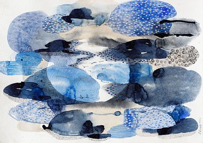 Петрова М.Ю.(1964 г.р.) - Тысяча озер. Россия, 2020 год. Бумага, смеш. тех. 50 Х 70 см. Петрова 