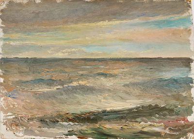 Петров А.В.(1906 - 1982) - Хоста. Море. СССР, 1947 г. Картон, масло. 33 Х 46 см. Подпись и дата 