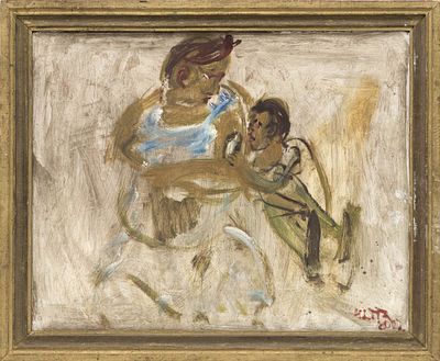 Конышева Н.И.(1935-2022) - В метро. Россия, 2002 г. Оргалит, масло. 40 Х 50 см. В раме. Натта 