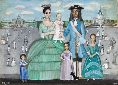 Яновская Т. Ю.(1960 г.р.) - Царское село. Россия, 1996 г. Холст, смеш. техника. 50 Х 70 см. 