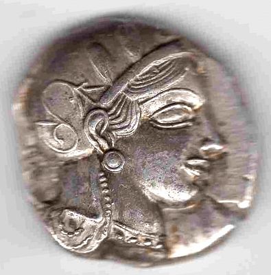 Тетрадрахма. Афины. 5 в до н.э. 454-404 г.г. до н.э. 
Тетрадрахма. Аттика. Афины. 454-404 г. до 