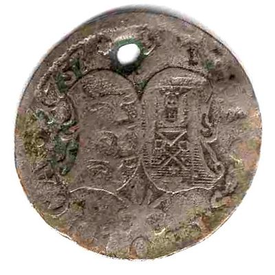 2 копейки. Ливонез ОТВЕРСТИЕ. 1757 
Для обращения на территории Пруссии.