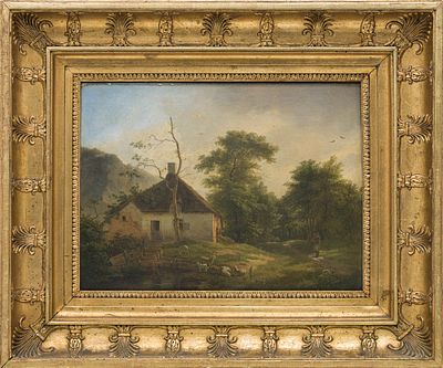 Регемортер П. Й.(1755-1830) - Сельский пейзаж. Нидерланды, 1810 год. Доска, масло. 26 Х 35 см. 