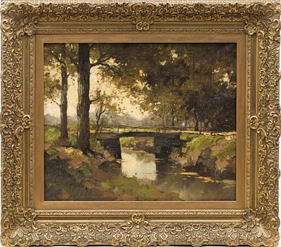 Неизвестный художник - Мост. Западная Европа, начало ХХ века. Холст, масло. 47 Х 57 см. 