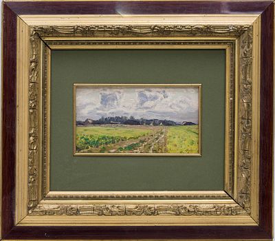 Дубовской Н.Н.(1859 - 1918 годы) - В полях. Этюд. Россия, 1915 год. Холст, масло. 11 Х 18,9 см. 