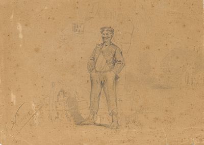 Нестеров М. В.(1862–1942) - Рисунок &laquo;Бродяга&raquo;. Россия, 1884 год. Бумага, карандаш. 20,7 Х 28,8 см. 