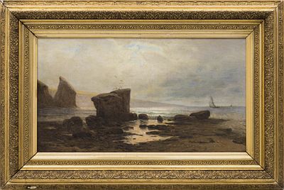 Неизвестный художник - Закат над побережьем. Предположительно, Р. Судковский. Россия, ХIХ век. 